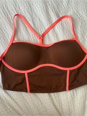 Victoria’s Secret PINK Sports Bra Push Up Long Line Padded Size L Brown / Orange